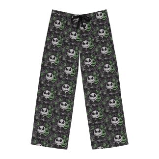 Black pajama pants with an all-over Jack Skellington print from The Nightmare Before Christmas. Made from silky-smooth 100% polyester jersey knit, these pants feature a relaxed fit with an elastic back and drawstring tie for adjustable comfort. Ideal for Halloween enthusiasts who want to showcase their spooky style while lounging. Perfect for watching movies, handing out candy, or celebrating the season in comfort and style.