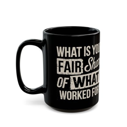 What is Your Fair Share Black Mug - Image 3