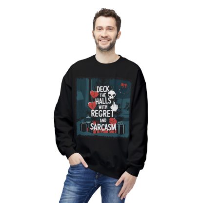 Tinsel, Tears, and Sarcasm: The Deck the Halls with Regret Holiday Sweatshirt - Image 9