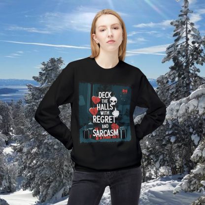 Tinsel, Tears, and Sarcasm: The Deck the Halls with Regret Holiday Sweatshirt - Image 8