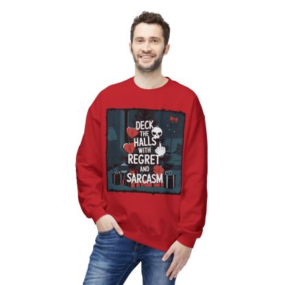 Tinsel, Tears, and Sarcasm: The Deck the Halls with Regret Holiday Sweatshirt - Image 6