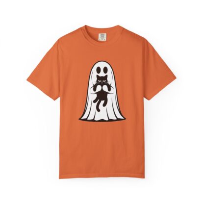 Ghost and Black Cat T-Shirt, Comfort Colors Tee, Perfect for Halloween and Cat Lovers and Anyone Who Loves to Show Off their Cute Kitty - Image 2