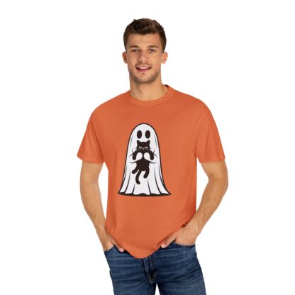 Ghost and Black Cat T-Shirt, Comfort Colors Tee, Perfect for Halloween and Cat Lovers and Anyone Who Loves to Show Off their Cute Kitty - Image 4