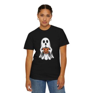 Ghost and Jack-O-Lantern Comfort Colors T-Shirt, Perfect for Teachers, Halloween Lovers, Parents of Little Ghosts and Ghouls Trick or Treat