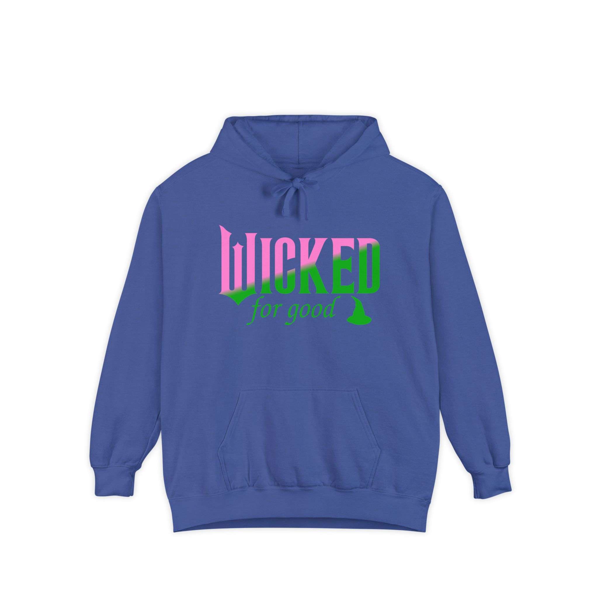 Wicked For Good Comfort Colors Hoodie, Elphaba Hat Sweatshirt, Pink Green Wicked Movie Gift, Printed Front and Back - Image 13