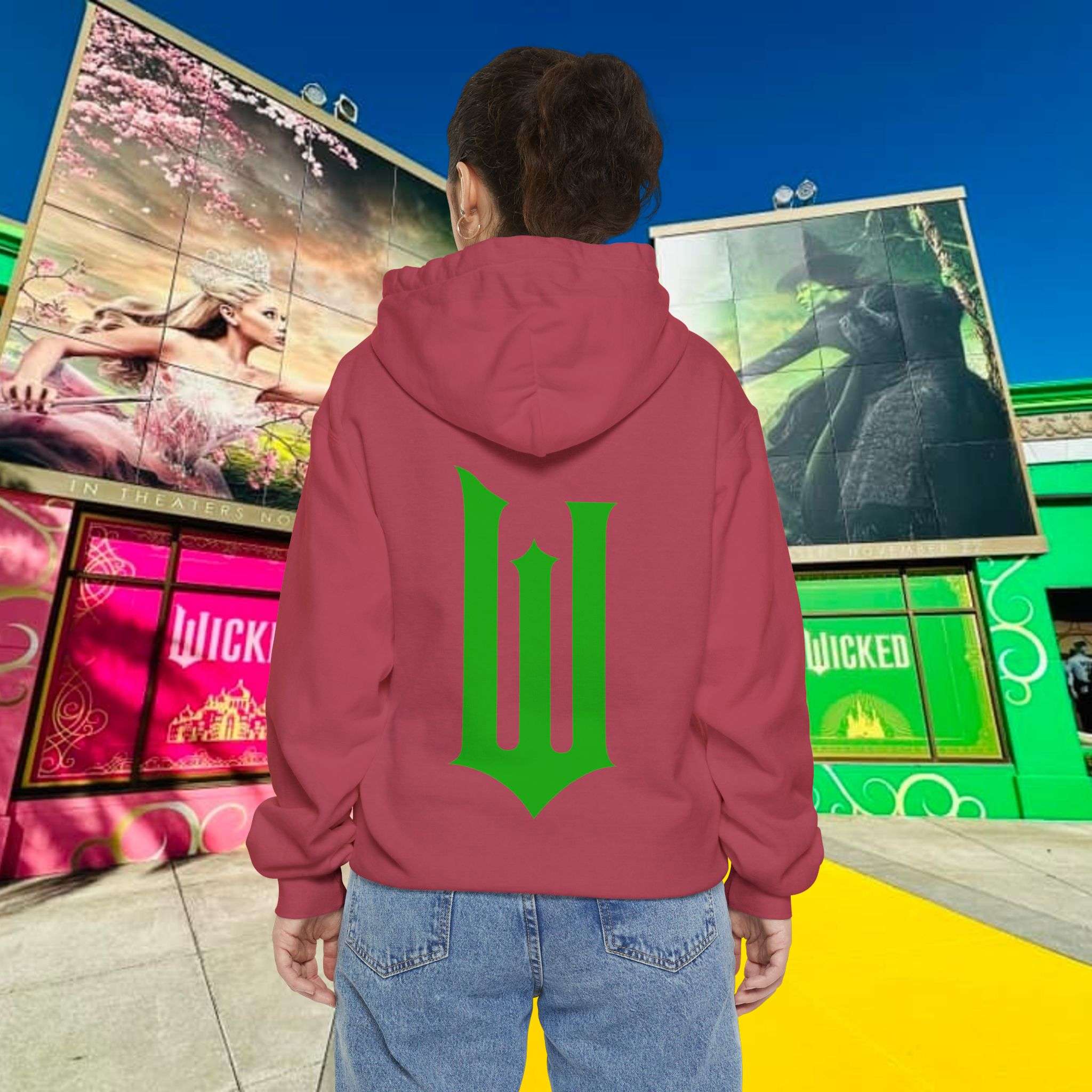 Wicked For Good Comfort Colors Hoodie, Elphaba Hat Sweatshirt, Pink Green Wicked Movie Gift, Printed Front and Back - Image 27