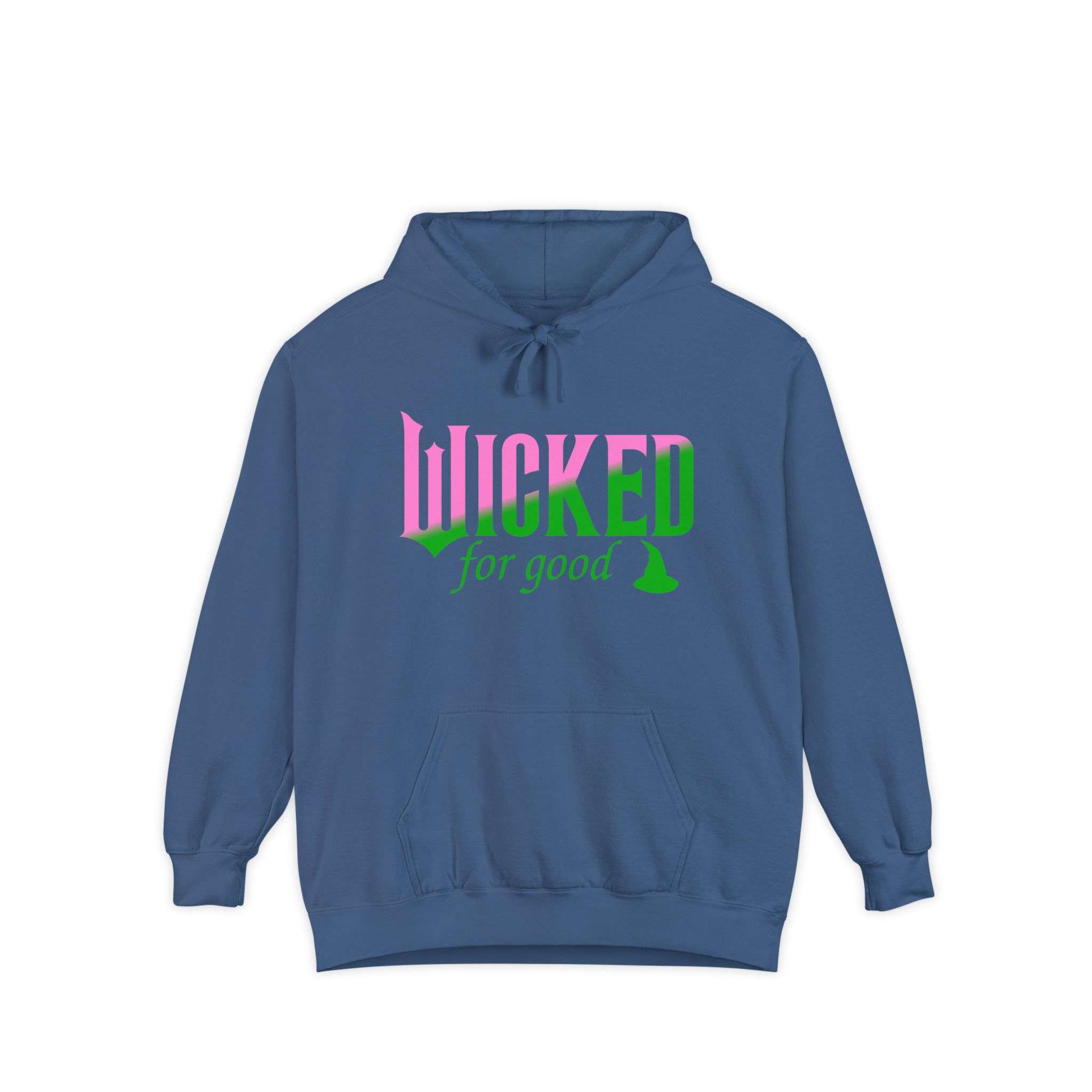 Wicked For Good Comfort Colors Hoodie, Elphaba Hat Sweatshirt, Pink Green Wicked Movie Gift, Printed Front and Back - Image 21