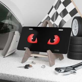 Red Dragon Eyes Vanity License Plate, Perfect Gift for those who Love to the Look of Piercing Red Eyes Staring Back at Them