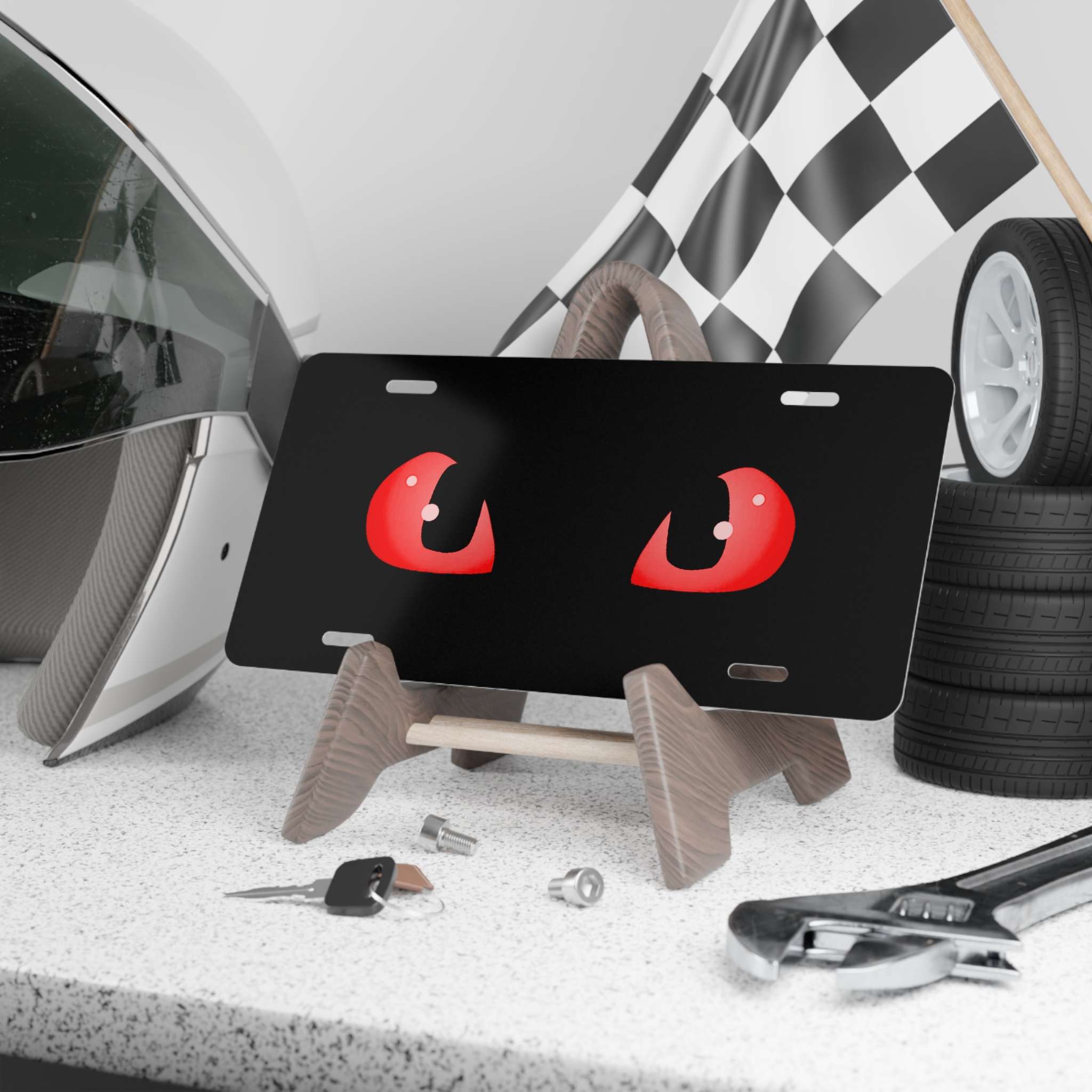 Red Dragon Eyes Vanity License Plate, Perfect Gift for those who Love to the Look of Piercing Red Eyes Staring Back at Them
