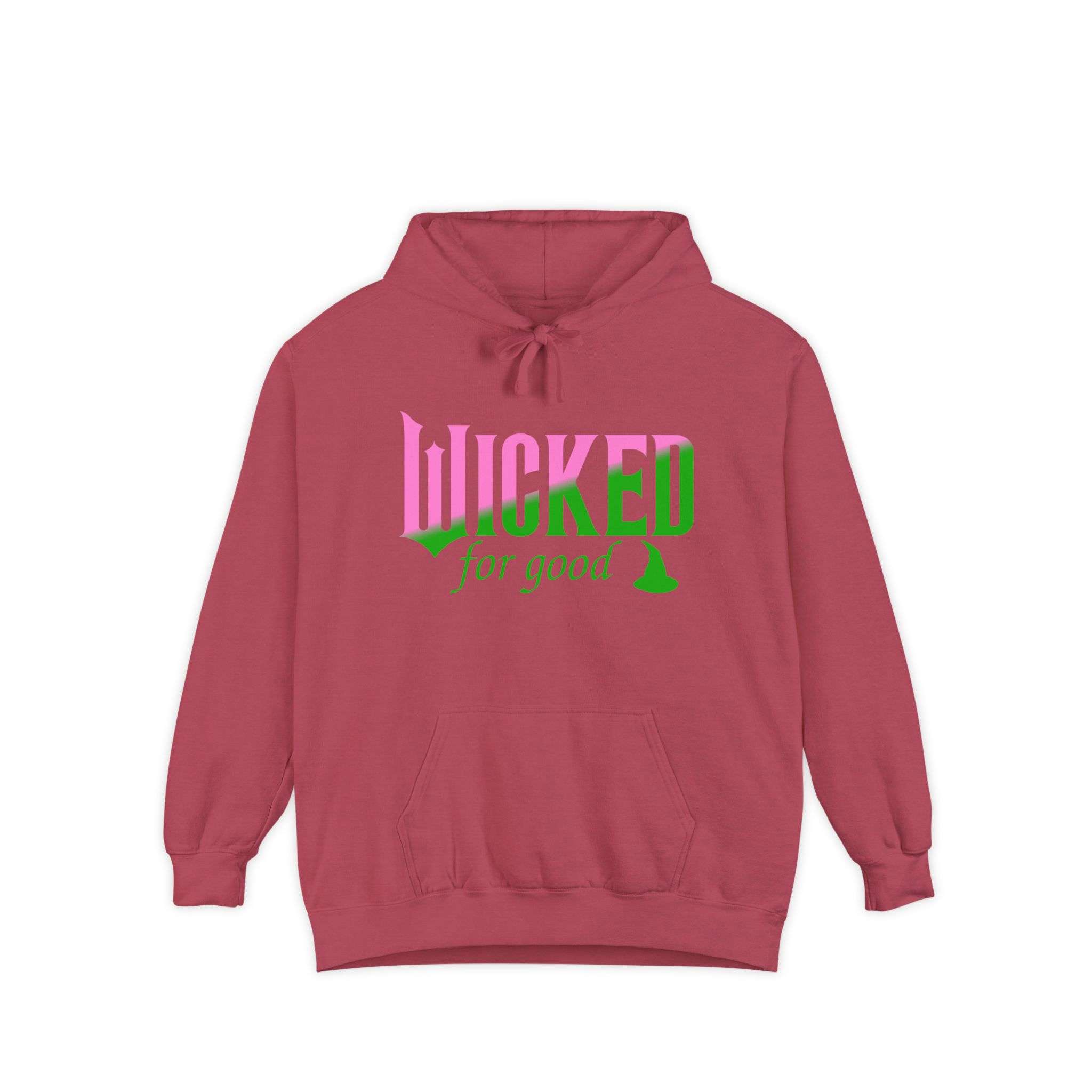 Wicked For Good Comfort Colors Hoodie, Elphaba Hat Sweatshirt, Pink Green Wicked Movie Gift, Printed Front and Back - Image 25
