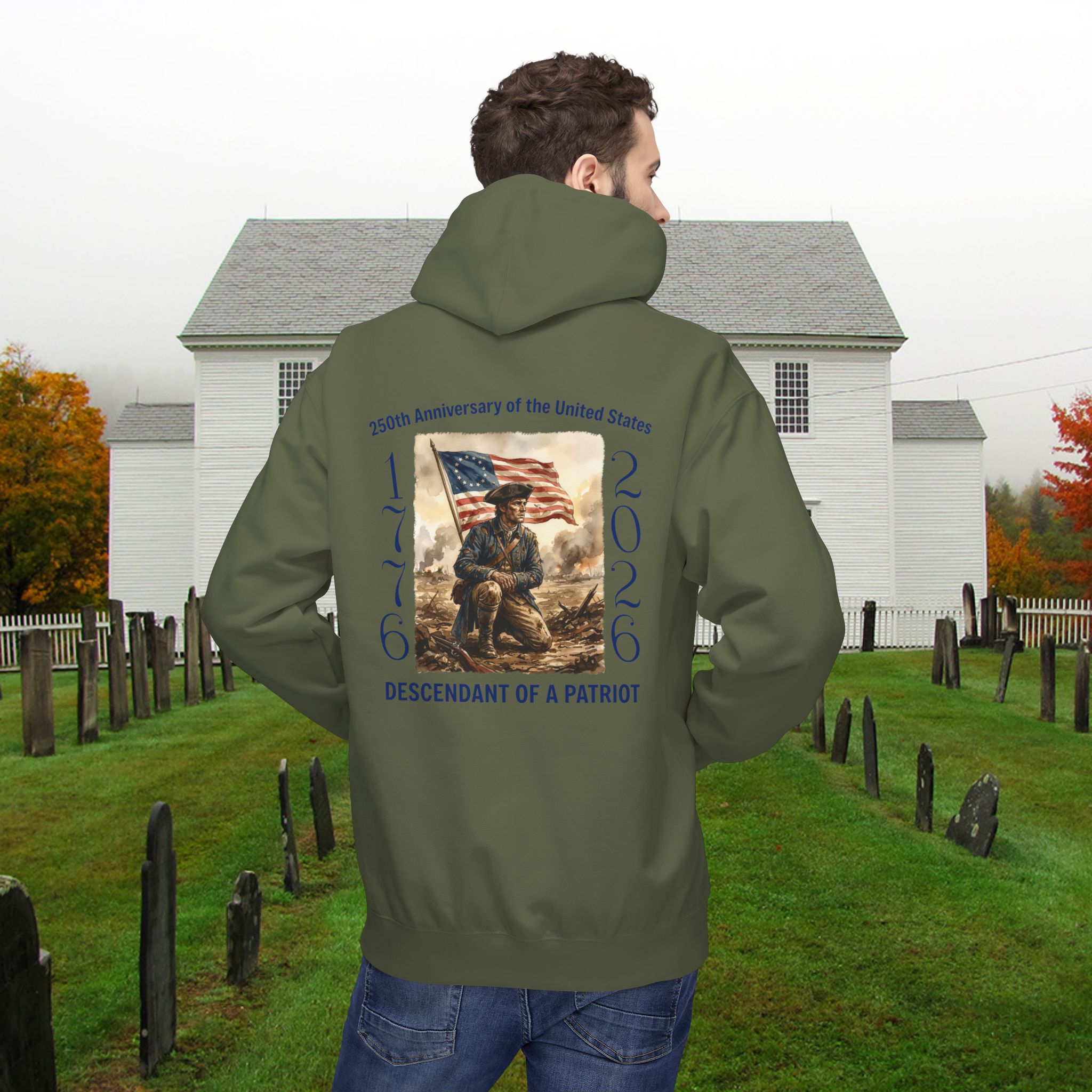 America 250th Anniversary Hoodie - 1776–2026 Patriotic Sweatshirt - Revolutionary Soldier & Betsy Ross Flag - Image 10