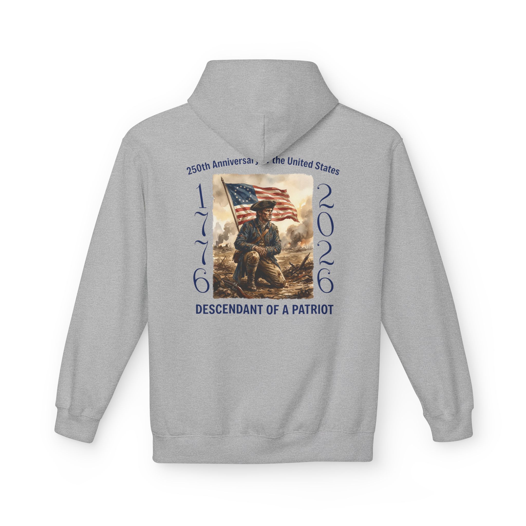 America 250th Anniversary Hoodie - 1776–2026 Patriotic Sweatshirt - Revolutionary Soldier & Betsy Ross Flag - Image 7