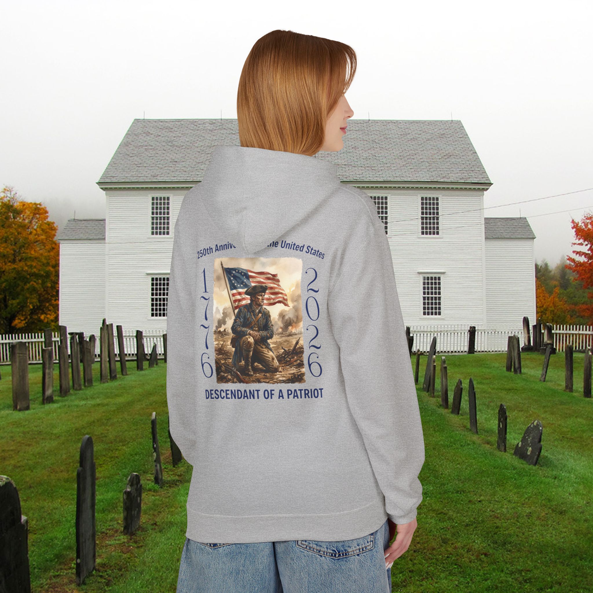 America 250th Anniversary Hoodie - 1776–2026 Patriotic Sweatshirt - Revolutionary Soldier & Betsy Ross Flag - Image 5