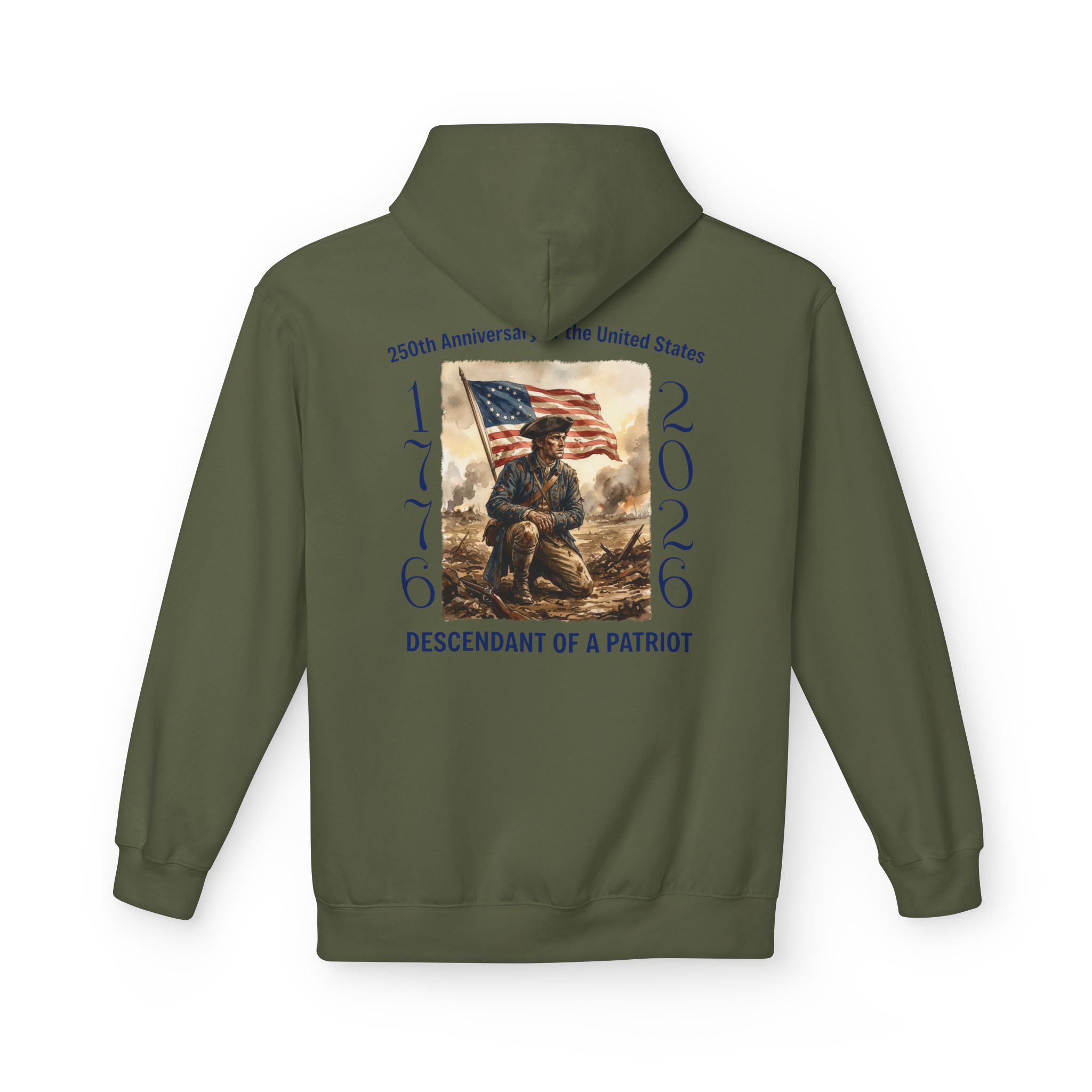 America 250th Anniversary Hoodie - 1776–2026 Patriotic Sweatshirt - Revolutionary Soldier & Betsy Ross Flag - Image 11